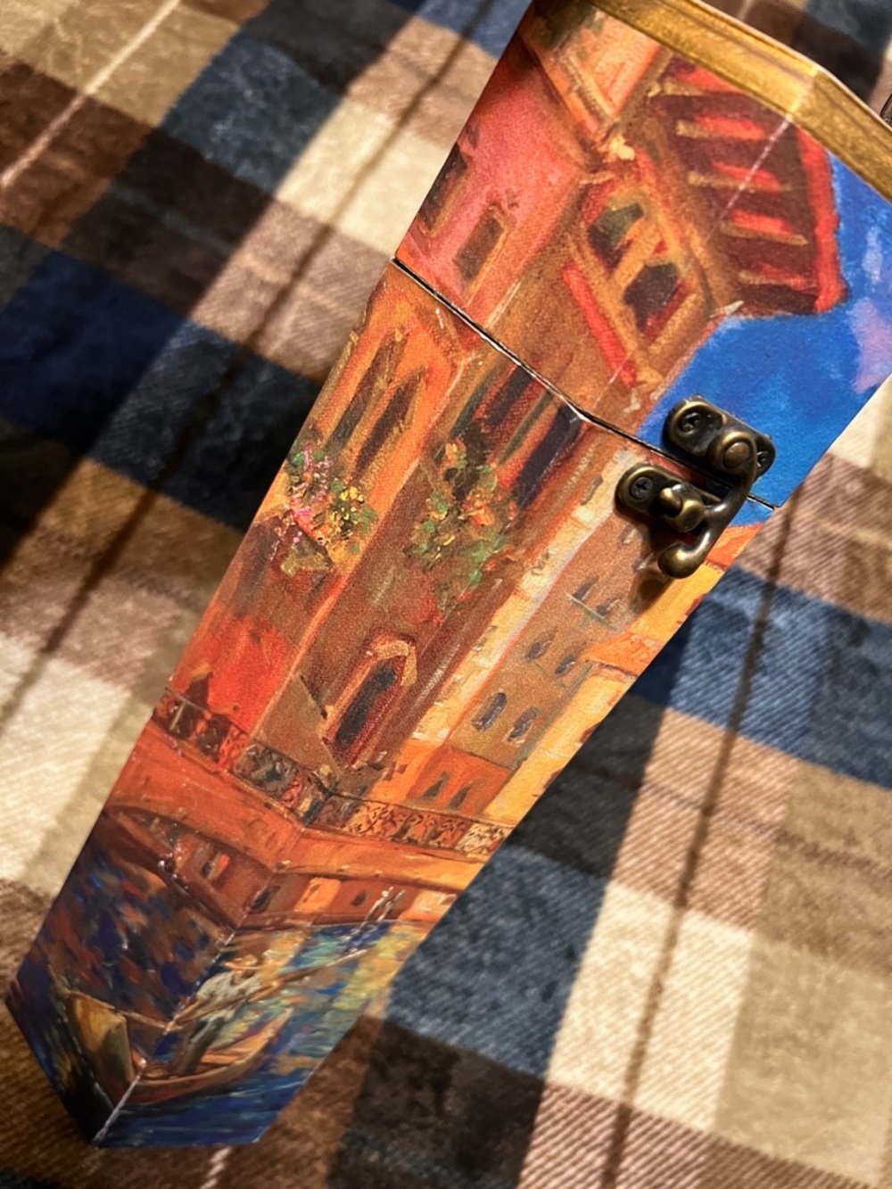 Decorative Garment Bag with Venetian Artwork - Red/Blue